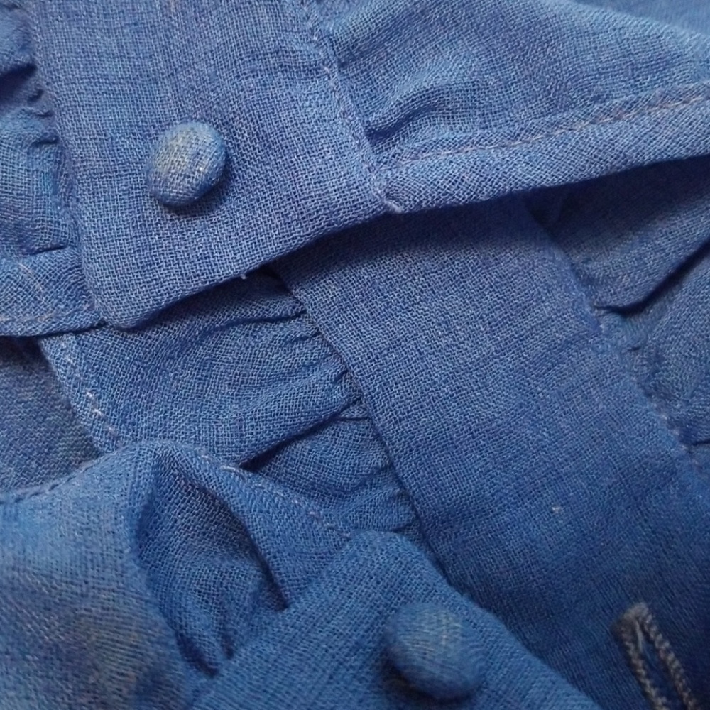 {vintage} royal blue high neck button down blouse - Picture 7 of 7